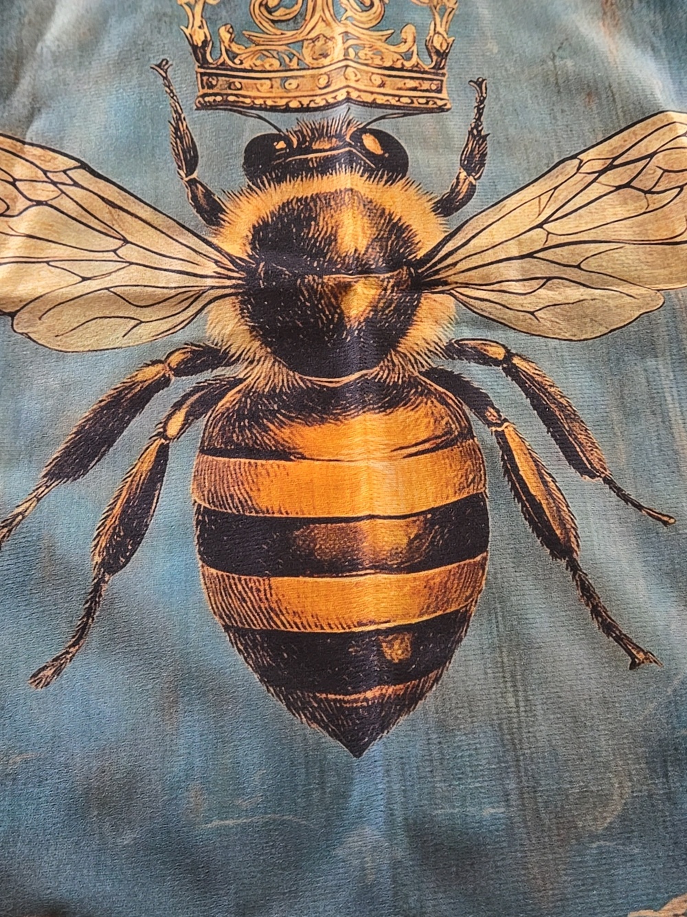 New Blue & Golden Bee  Pillow Cover w/Velbety Feel New 18x18"
